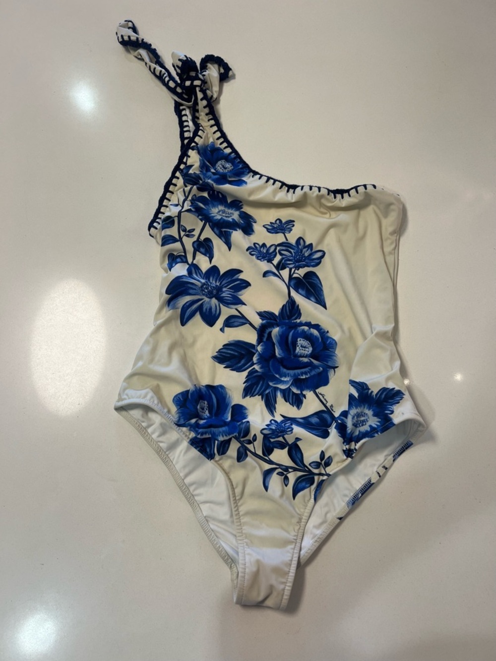 FARM RIO Floral Cascade One-Piece Swimsuit Mediterranean Summer Vacation 📐L - Picture 4 of 16